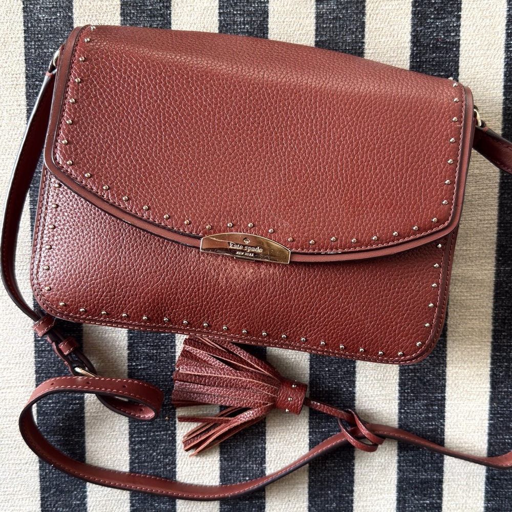 Kate Spade Mahogany Brown Crossbody Bag with Tassel
